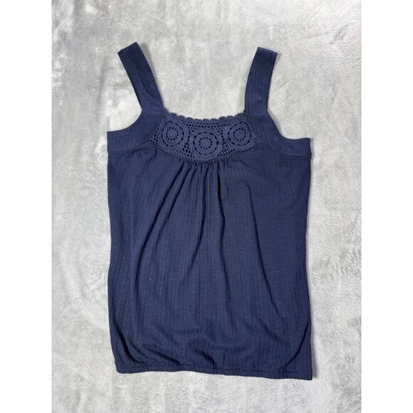 Maurices Navy Sleeveless Tank Top With Crochet Detail At Neckline Size S - Picture 9 of 13